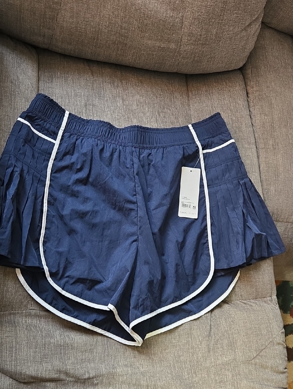 Yogalicious Navy Athletic Shorts with White Trim NWT